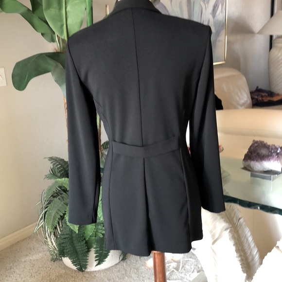 SZ 6 DANI MAXI PANTSUIT BLACK LIKE NEW 4 BUTTON UP JACKET WITH SLIM PANT LEG - Picture 3 of 8